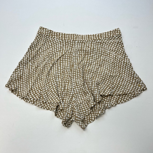 Rip Curl Womens Mini Short Shorts Brown White Polka Dot Ruffle High Rise XL New - Picture 1 of 7
